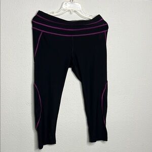 Black and Pink Leggings with Elastic Waistband